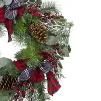 Dual Plaid and Berries Artificial Christmas Wreath - 24-Inch  Unlit