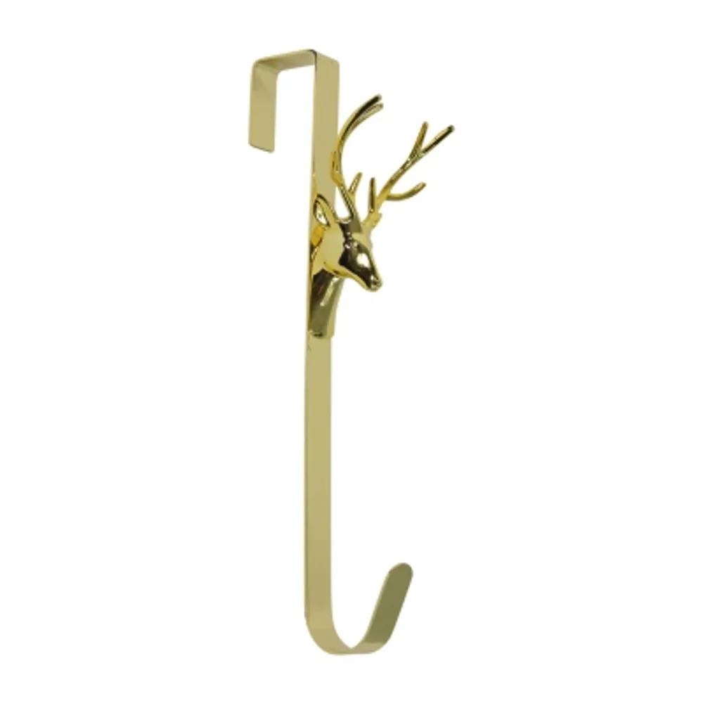 15.25'' Shiny Gold Deer Over the Door Christmas Wreath Hanger