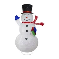 71'' LED Lighted White Iridescent Twinkling Snowman Outdoor Christmas Decoration