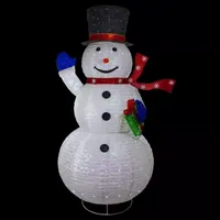 71'' LED Lighted White Iridescent Twinkling Snowman Outdoor Christmas Decoration