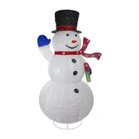 71'' LED Lighted White Iridescent Twinkling Snowman Outdoor Christmas Decoration