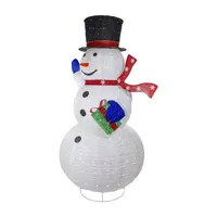 71'' LED Lighted White Iridescent Twinkling Snowman Outdoor Christmas Decoration