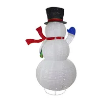 71'' LED Lighted White Iridescent Twinkling Snowman Outdoor Christmas Decoration