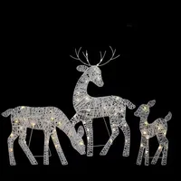 Set of 3 LED Lighted White Reindeer Family Outdoor Christmas Decorations 29"