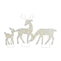 Set of 3 LED Lighted White Reindeer Family Outdoor Christmas Decorations 29"