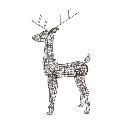 45.5'' LED Lighted Rattan Deer Outdoor Christmas Decoration