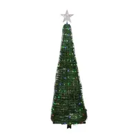 6' Green Color Changing Multiple Function Pop Up Artificial Outdoor Christmas Tree