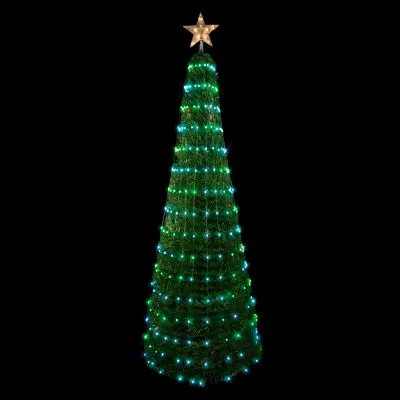 6' Green Color Changing Multiple Function Pop Up Artificial Outdoor Christmas Tree