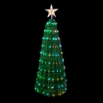 4' Green Color Changing Multiple Function Pop Up Artificial Outdoor Christmas Tree