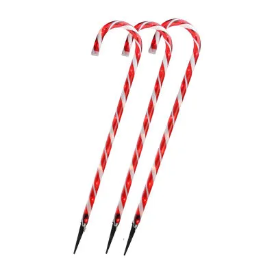 Set of 3 Lighted Candy Cane Outdoor Christmas Decorations 28"