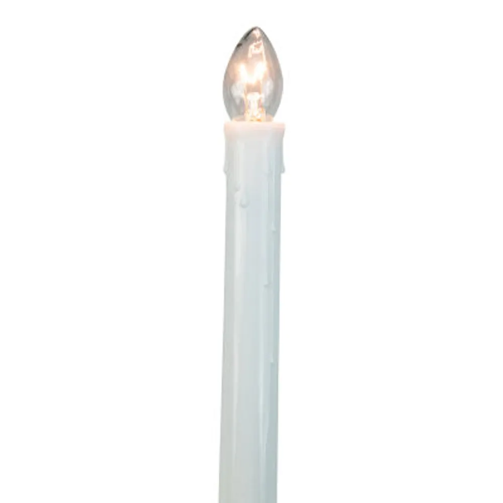 10ct White C7 Candle Pathway Markers Christmas Lights  8'' White Wire