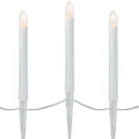 10ct White C7 Candle Pathway Markers Christmas Lights  8'' White Wire