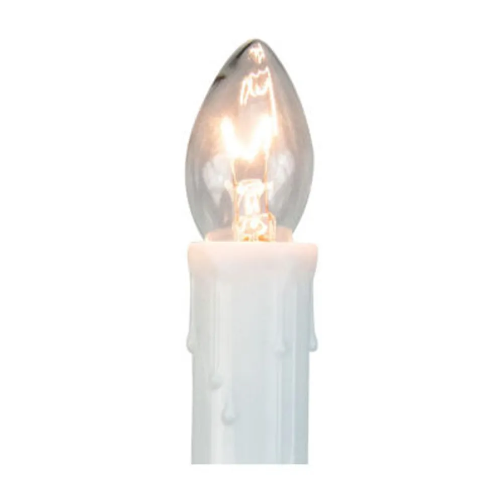 10ct White C7 Candle Pathway Markers Christmas Lights  8'' White Wire