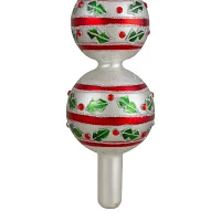 14.75'' White  Red and Green Glass Finial Christmas Tree Topper