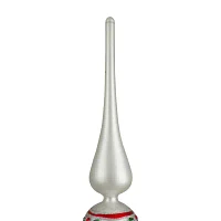 14.75'' White  Red and Green Glass Finial Christmas Tree Topper