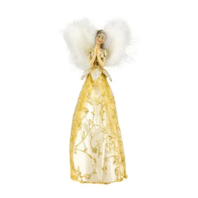 10'' Gold and White Angel Christmas Tree Topper  Unlit