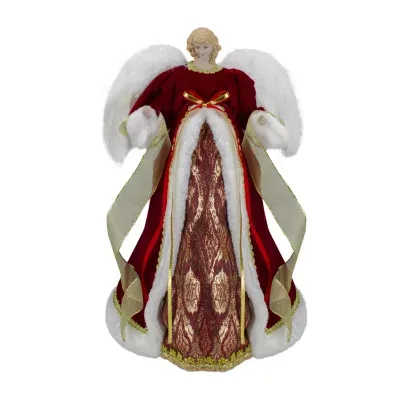 18'' Red and Gold Angel in a Dress Christmas Tree Topper - Unlit