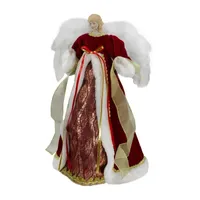 18'' Red and Gold Angel in a Dress Christmas Tree Topper - Unlit