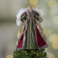 18'' Green and Brown Angel in a Dress Christmas Tree Topper - Unlit