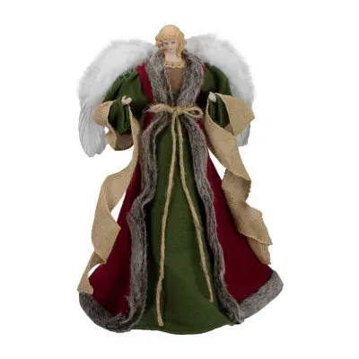 18'' Green and Brown Angel in a Dress Christmas Tree Topper - Unlit
