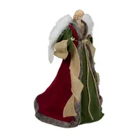 18'' Green and Brown Angel in a Dress Christmas Tree Topper - Unlit