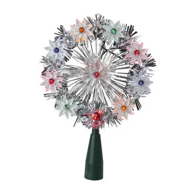 7'' Pre-Lit Silver Snowflake Starburst Christmas Tree Topper - Clear Lights
