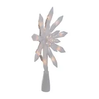 9-Inch Lighted White Snowflake Christmas Tree Topper - Clear Lights