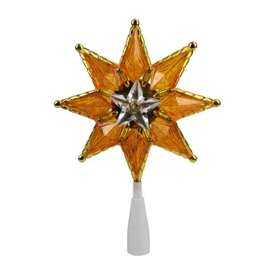 8'' Amber Mosaic Star Christmas Tree Topper - Clear Lights