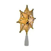 8'' Amber Mosaic Star Christmas Tree Topper - Clear Lights