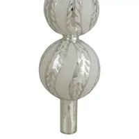 14.75'' Silver and White Glitter Glass Finial Christmas Tree Topper