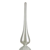 14.75'' Silver and White Glitter Glass Finial Christmas Tree Topper