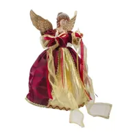 13.5'' Lighted Red and Gold Angel with Wings Christmas Tree Topper - Clear Lights