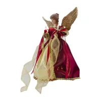 13.5'' Lighted Red and Gold Angel with Wings Christmas Tree Topper - Clear Lights