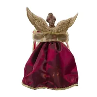 13.5'' Lighted Red and Gold Angel with Wings Christmas Tree Topper - Clear Lights