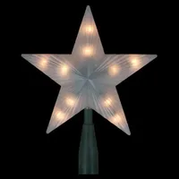 7'' Lighted White Frosted 5-Point Star Christmas Tree Topper - Clear Lights