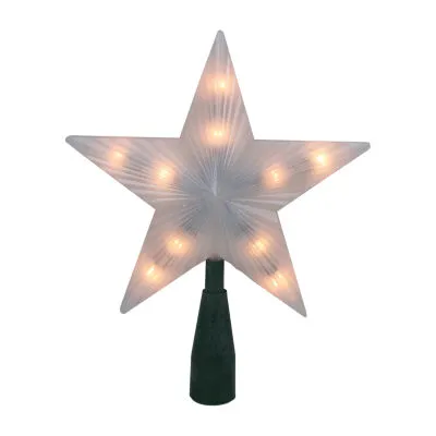 7'' Lighted White Frosted 5-Point Star Christmas Tree Topper - Clear Lights