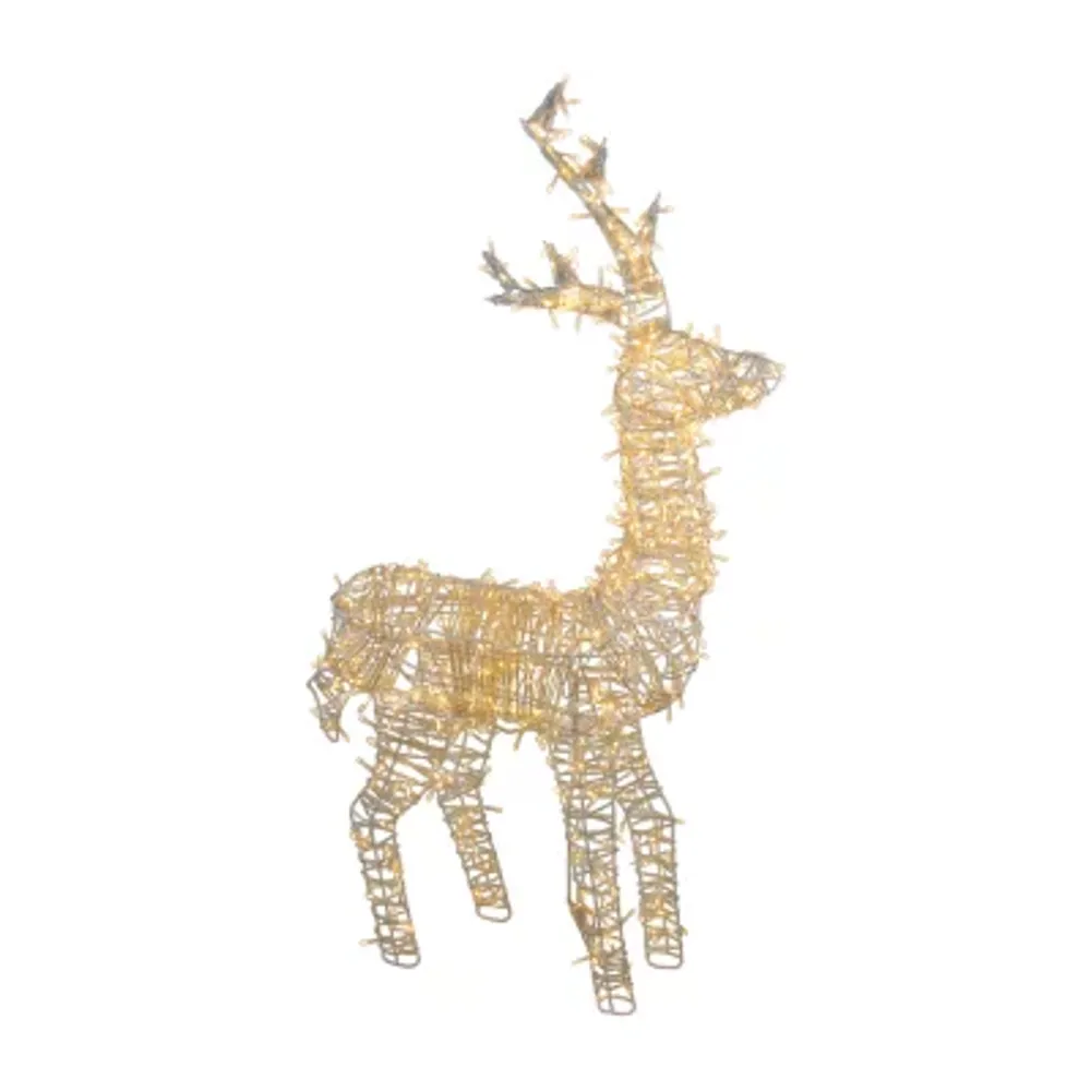 48'' Pre-Lit White LED Upright Standing Reindeer Christmas Outdoor Decoration