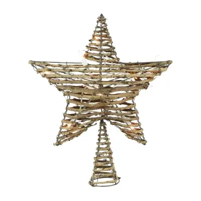 11.5'' Lighted Rattan Star Christmas Tree Topper - Clear Lights