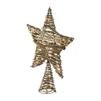 11.5'' Lighted Rattan Star Christmas Tree Topper - Clear Lights