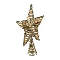 11.5'' Lighted Rattan Star Christmas Tree Topper - Clear Lights