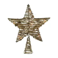 11.5'' Lighted Rattan Star Christmas Tree Topper - Clear Lights