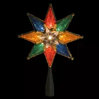 8'' Lighted Multi Color 8-Point Star Christmas Tree Topper - Clear Lights