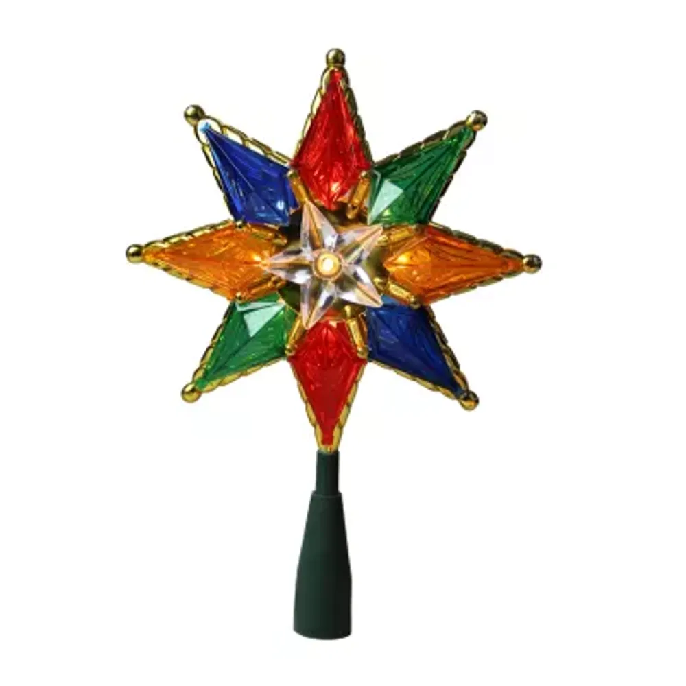 8'' Lighted Multi Color 8-Point Star Christmas Tree Topper - Clear Lights