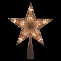 7.25'' Clear and White 5-Point Star Traditional Christmas Tree Topper - Clear Lights