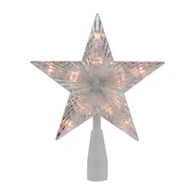 7.25'' Clear and White 5-Point Star Traditional Christmas Tree Topper - Clear Lights