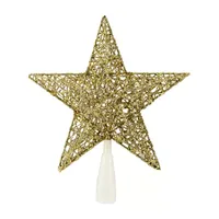 10'' LED Lighted Gold Glittered Star Christmas Tree Topper  Warm White Lights