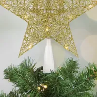 10'' LED Lighted Gold Glittered Star Christmas Tree Topper  Warm White Lights