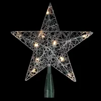 9'' Lighted Silver Wire Star Christmas Tree Topper - White LED Lights