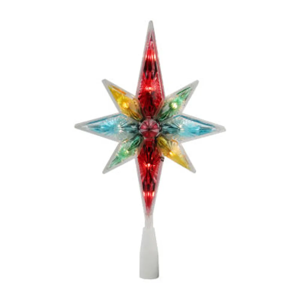 10.75'' Multi Colored Faceted Star of Bethlehem Christmas Tree Topper  Clear Lights