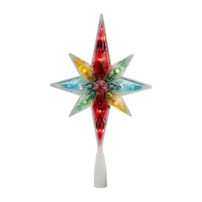 10.75'' Multi Colored Faceted Star of Bethlehem Christmas Tree Topper  Clear Lights